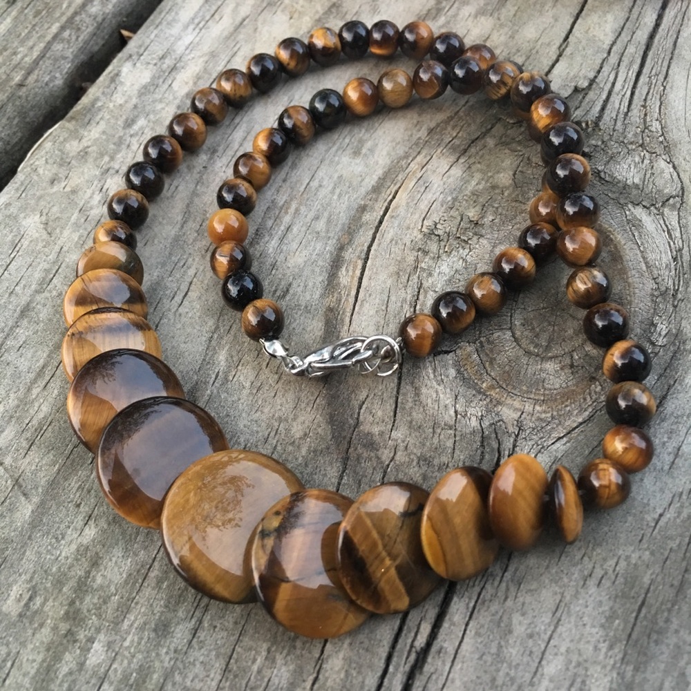 Tiger Eye Gemstone Necklace Women Gift Jewelry